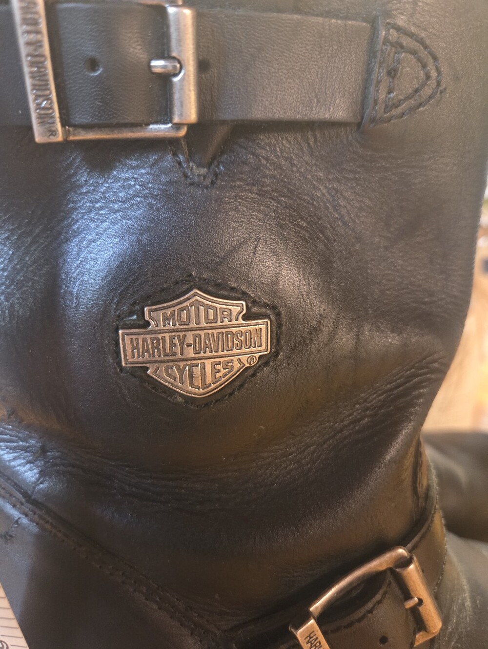 Harley-Davidson Black Leather Motorcycle Womens Boots - Picture 10 of 14
